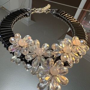 "Timeless Elegance: One-of-a-Kind Vintage Crystal look beads Floral Necklace"
